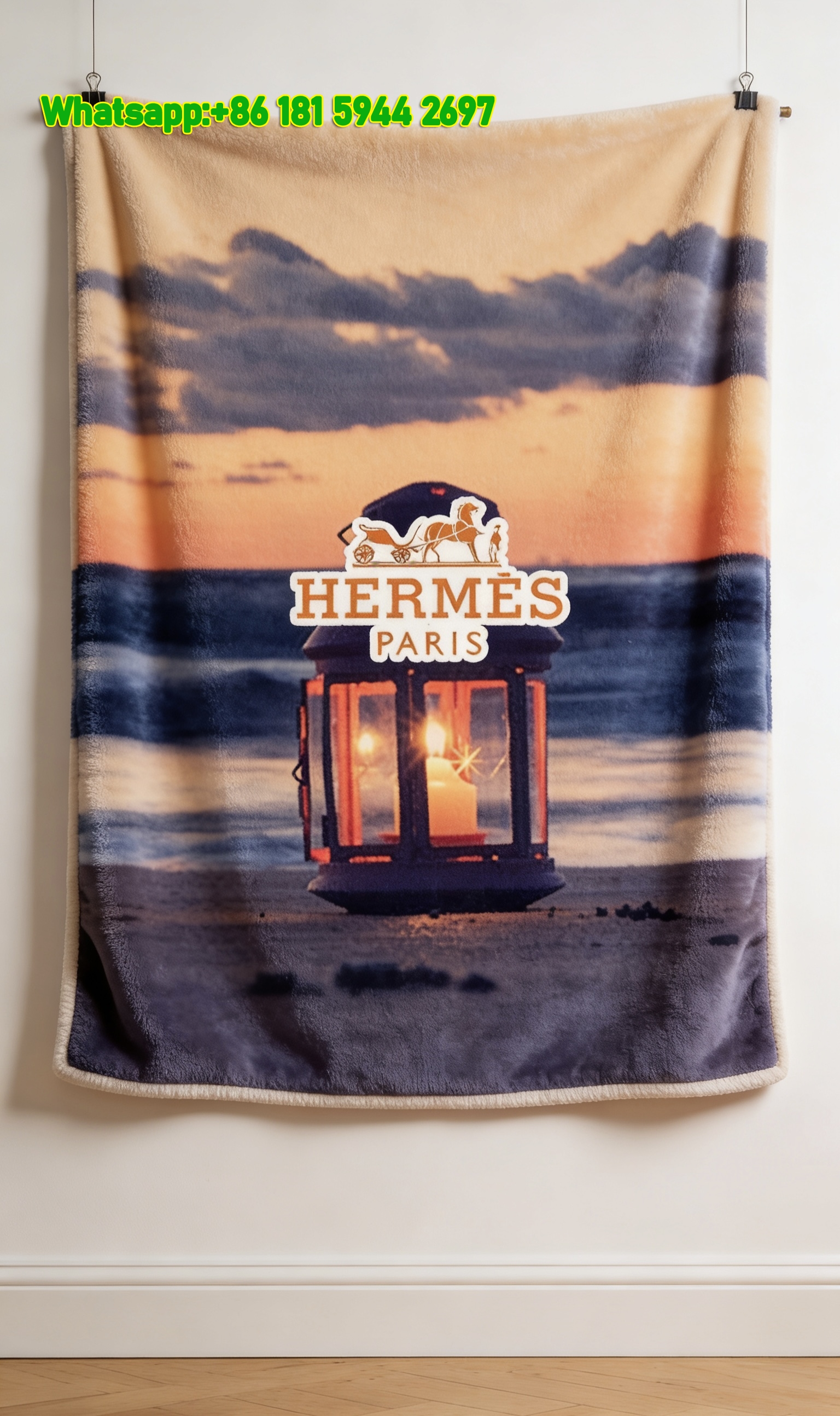 Hermes Modern Abstract Art Flannel Throw Blanket IMG_5290